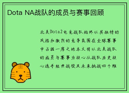 Dota NA战队的成员与赛事回顾